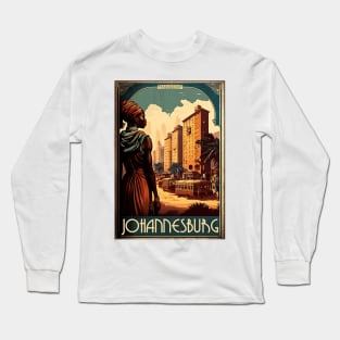 Johannesburg South Africa Vintage Travel Art Poster Long Sleeve T-Shirt